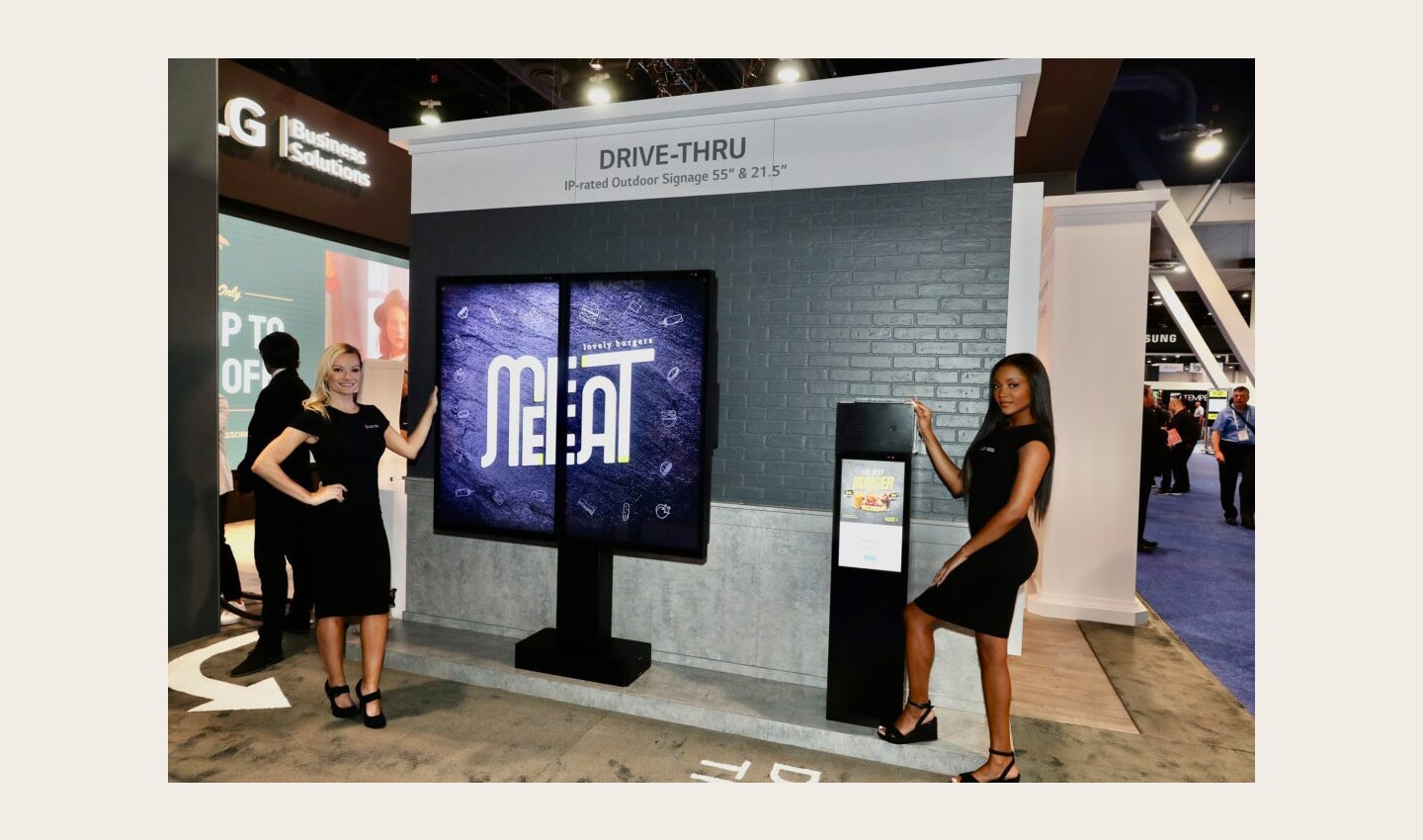 A diverse lineup of LG's LED signage products and autonomous robots showcased in Las Vagas at InfoComm 2022.