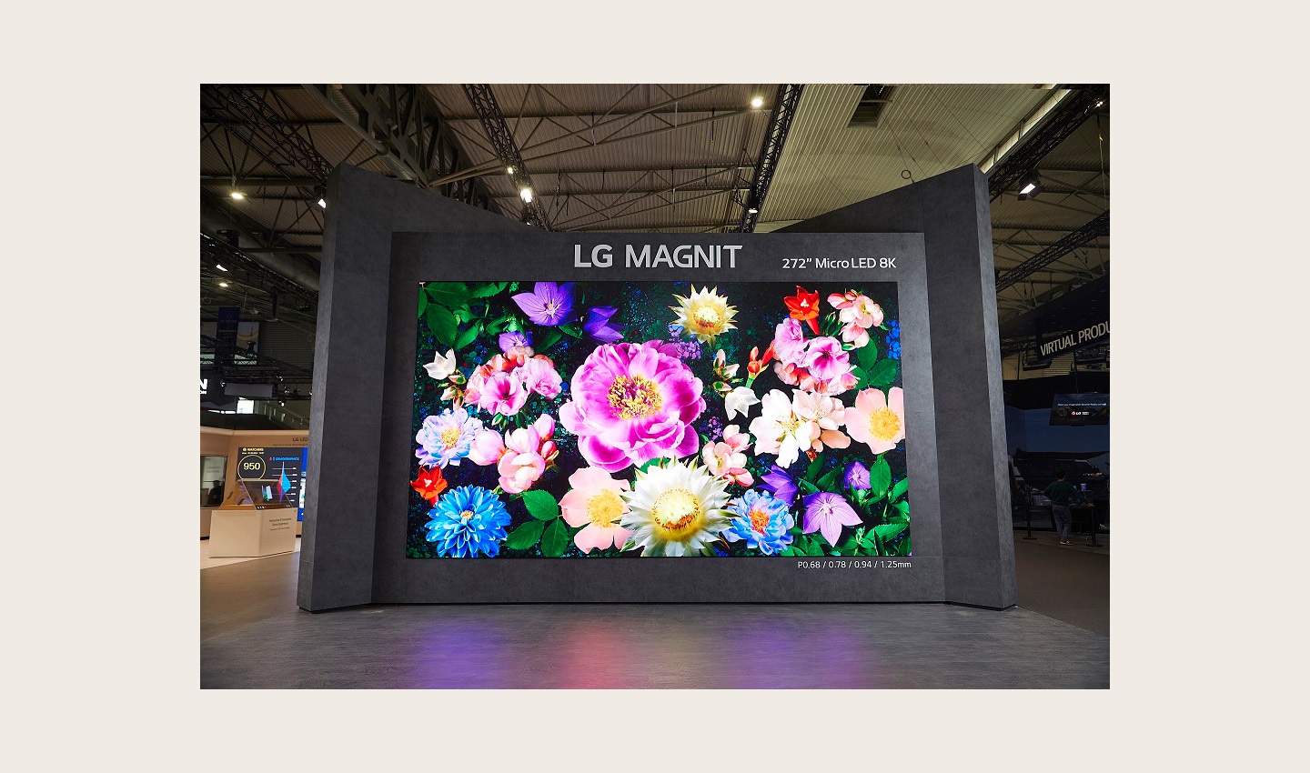 LG MAGNIT 8K Micro LED on display at LG's booth at ISE 2023