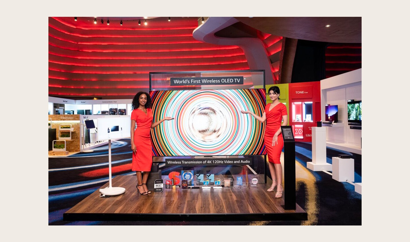 Two models introducing LG's wireless TV at Middle East and Africa (MEA) tech event, LG Showcase 2023
