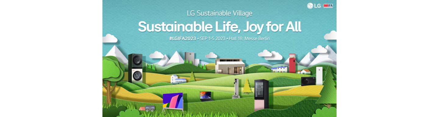 A promotional image for LG Sustainable Village available at IFA 2023