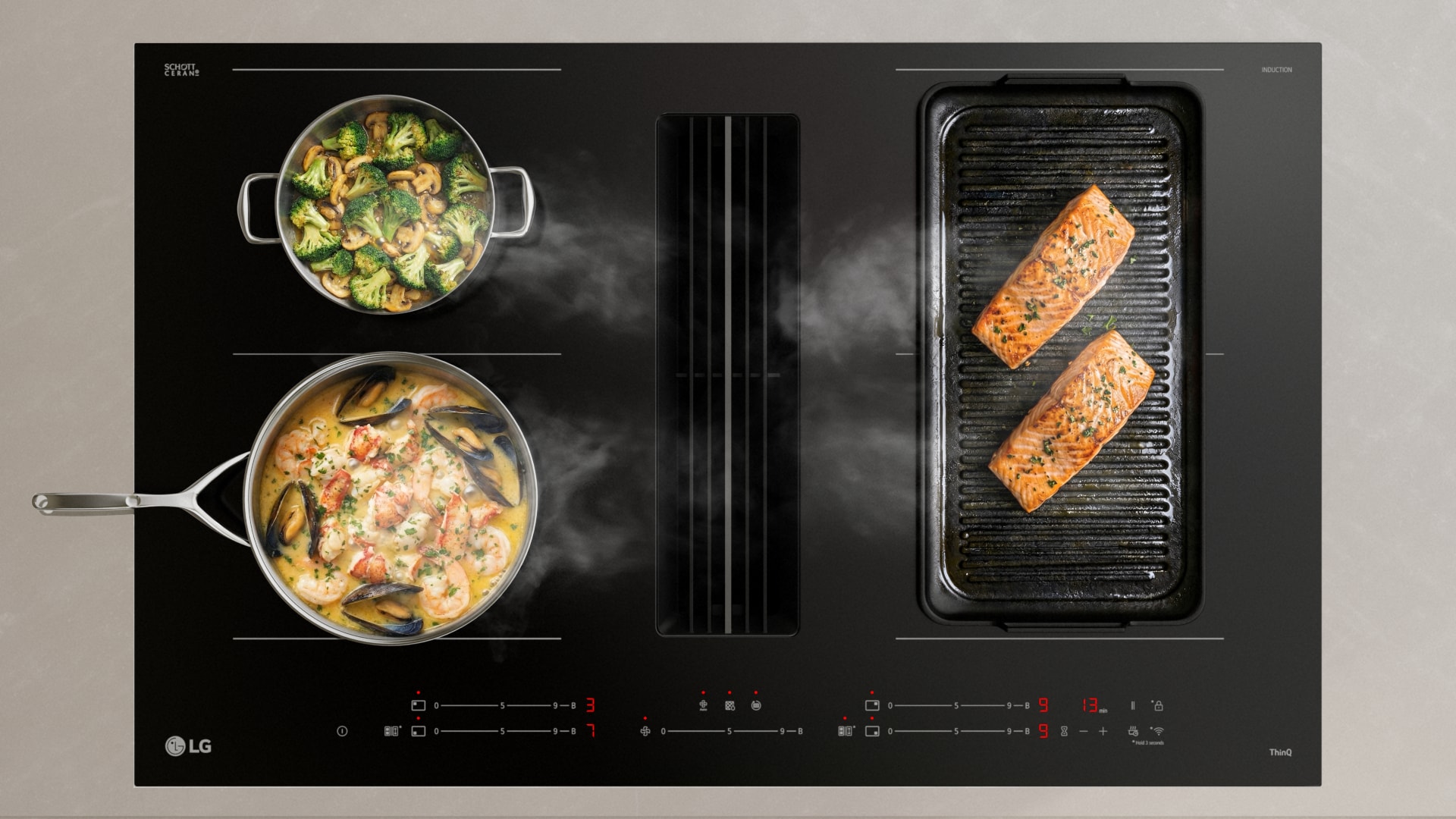 LG Built-in Hood Integrated Induction Cooktop