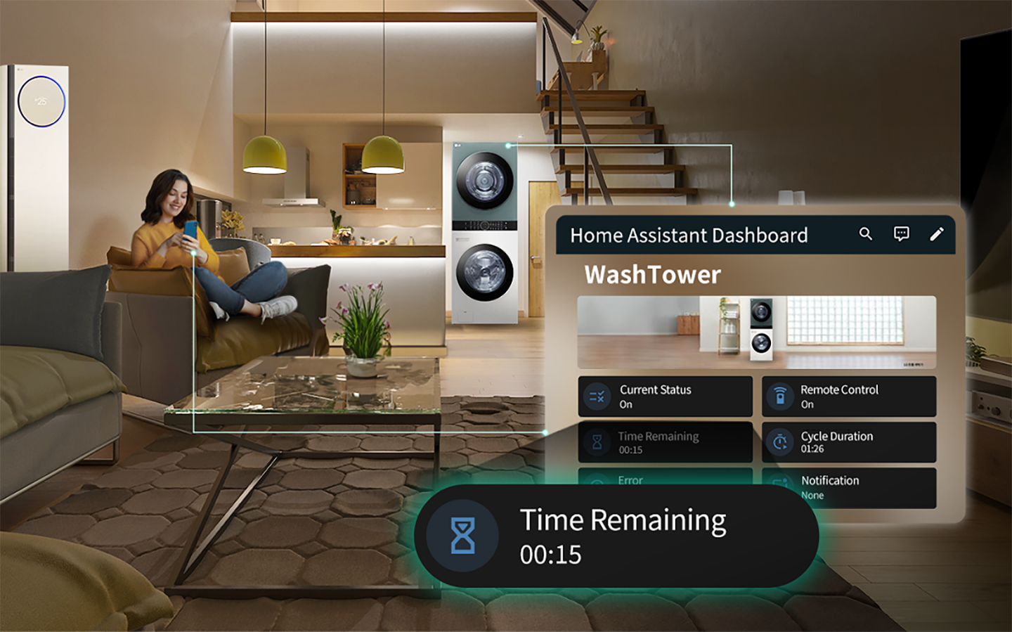 A photo of the LG smart home setup implemented using the LG ThinQ API