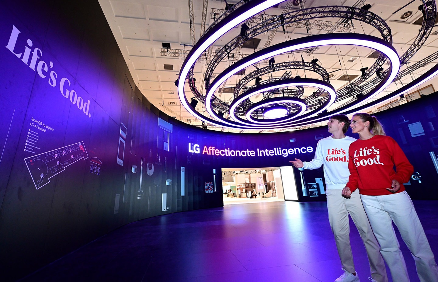 A photo of visitors exploring the LG AI Home Gate at IFA 2024
