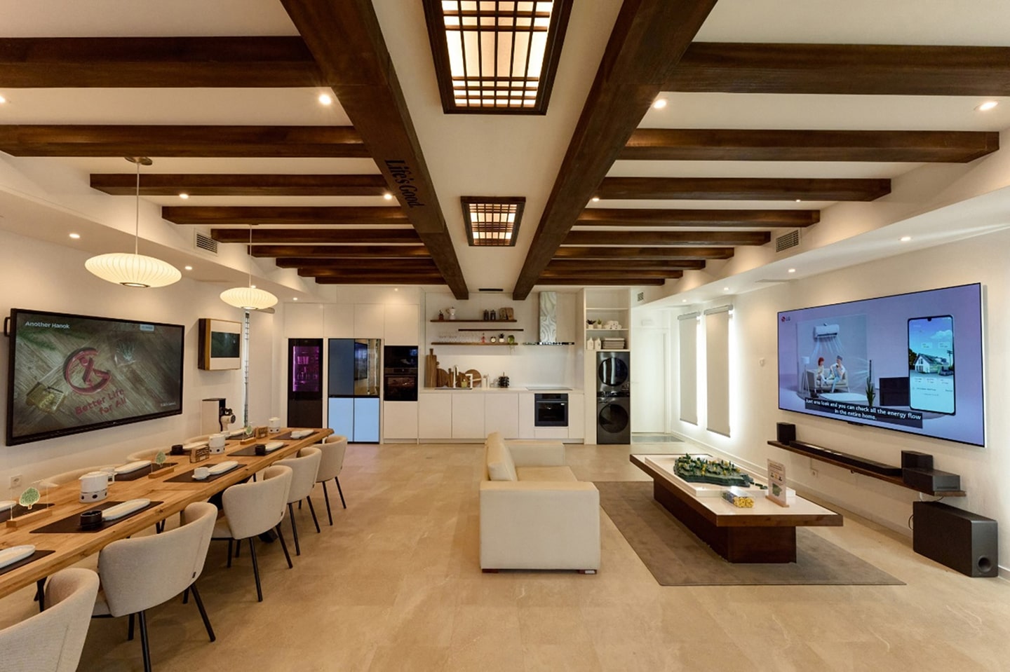 A picture of the inside of 'Another Hanok' with a living-room like setting
