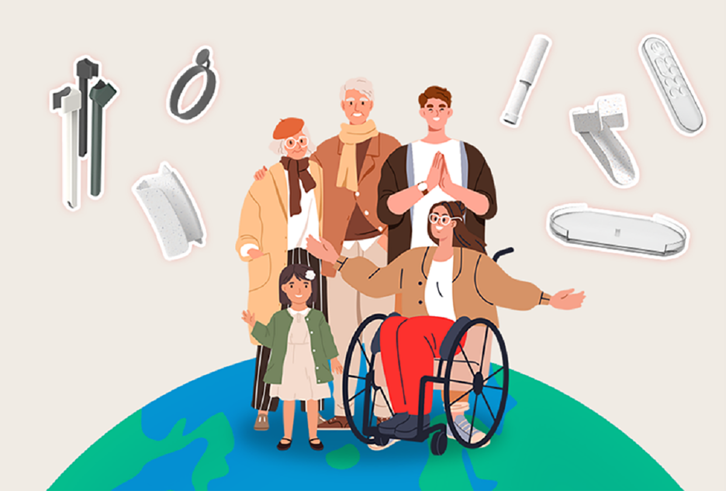 An illustration showing that LG is promoting the recruitment and development of women and people with disabilities