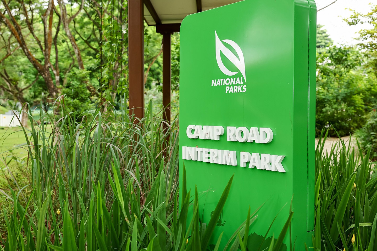 A picture of the Singapore National Parks Camp Road Interim Park sign