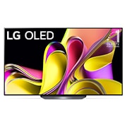 LG OLED 的前視圖以及 10 年位居 OLED 世界第一的標誌。