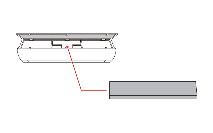 握住空氣濾網的手柄向上提起，即可安裝致敏原濾網