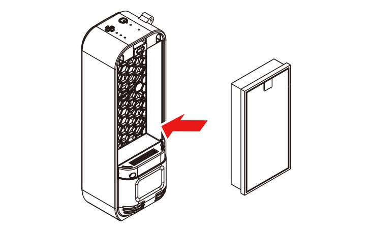 Mount the filter with the handle side facing up