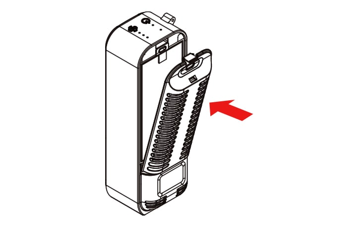 Secure the bottom of the filter cover to the product and close the cover