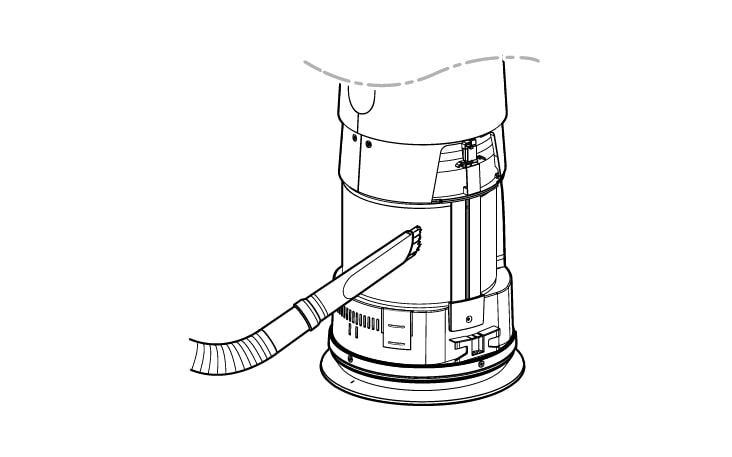 使用者以吸塵機或軟毛刷清潔主濾網周圍的超細濾網，去除積聚的灰塵