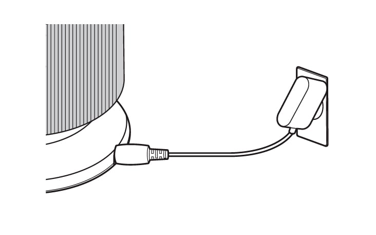 此影像提供連接電源轉接器的安全指示，強調要水平連接及避免物理碰撞。影像經過優化，可為螢幕閱讀器和搜尋引擎清晰傳遞核心安全訊息。