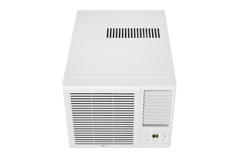 LG 窗口式冷氣機的頂部正面視圖。
