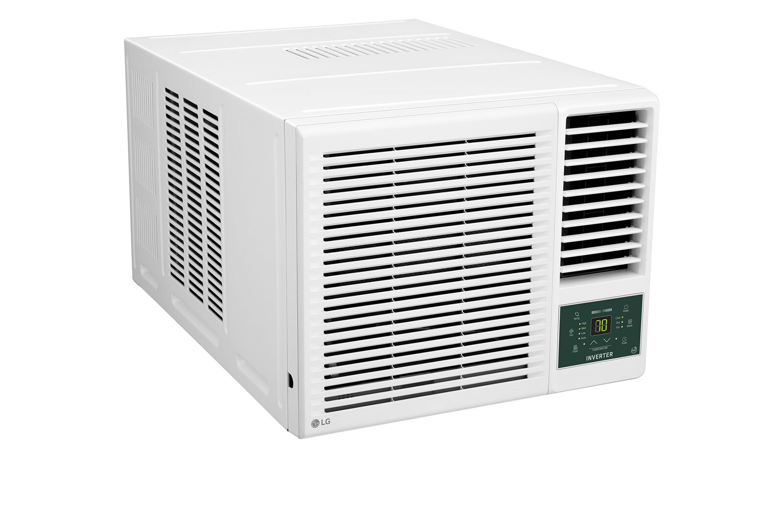 LG 窗口式冷氣機正面面板的特寫照片