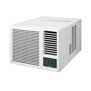 LG 窗口式冷氣機的頂部正面視圖。
