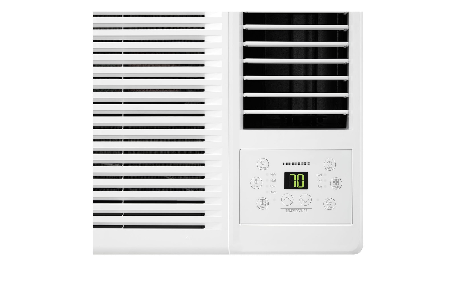LG 窗口式冷氣機正面面板的特寫照片