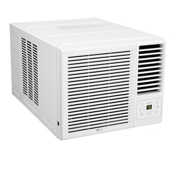 LG 窗口式冷氣機的左斜視圖。