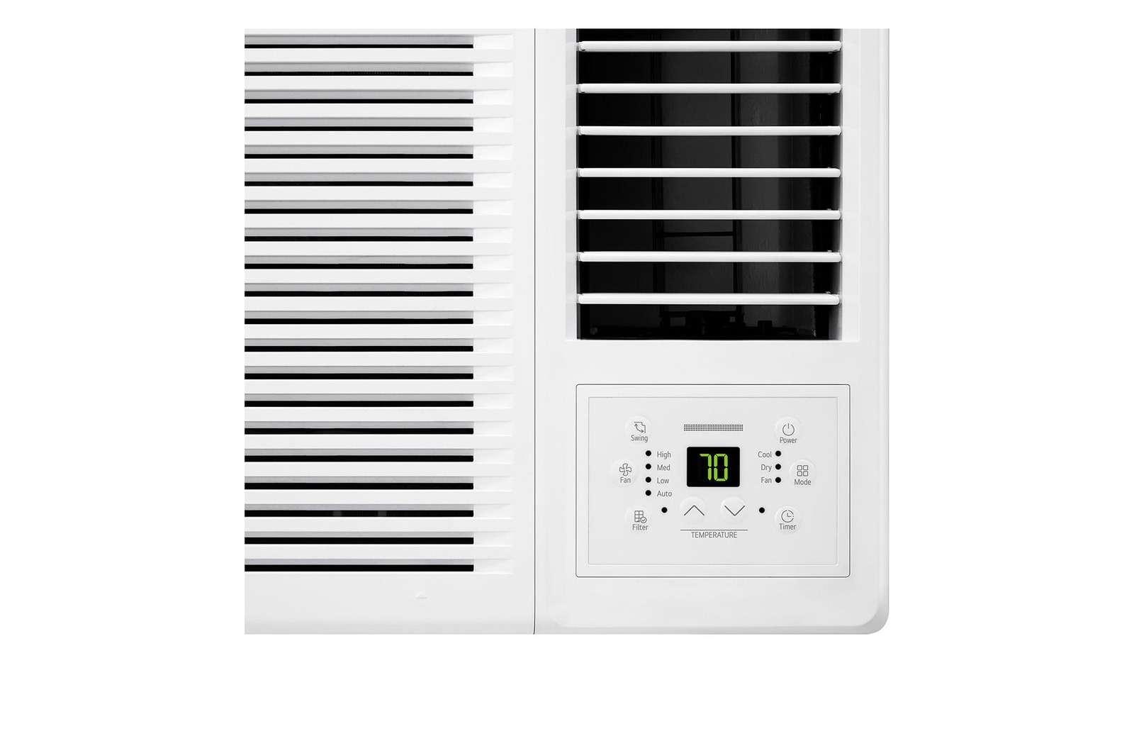 LG 窗口式冷氣機正面面板的特寫照片