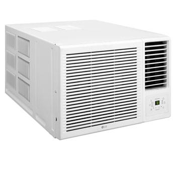 LG 窗口式冷氣機的左斜視圖。