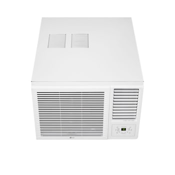 LG 窗口式冷氣機的頂部正面視圖。