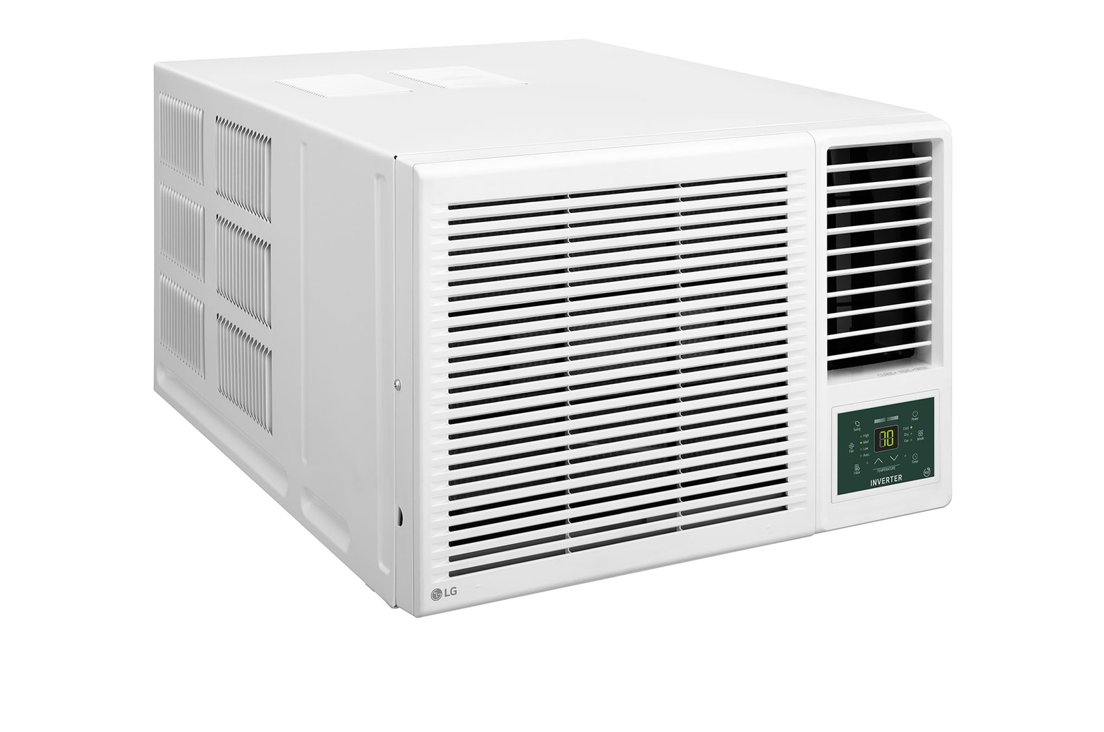 LG 窗口式冷氣機正面面板的特寫照片