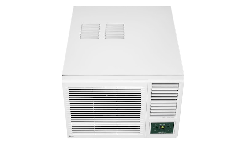 LG 窗口式冷氣機的右斜視圖。