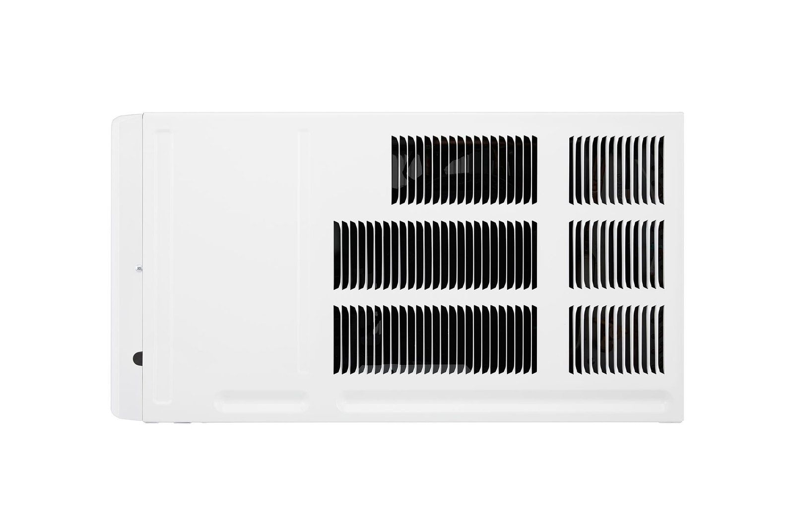 LG 窗口式冷氣機的側視圖。