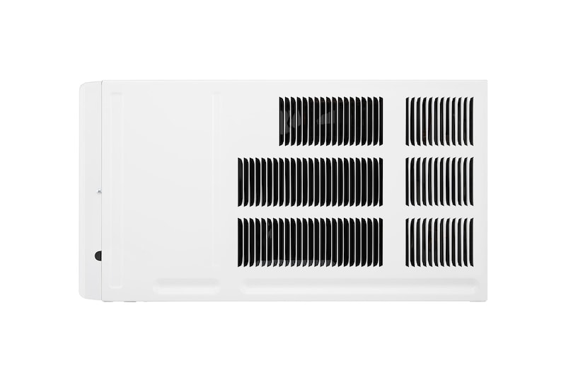 LG 窗口式冷氣機的側視圖。