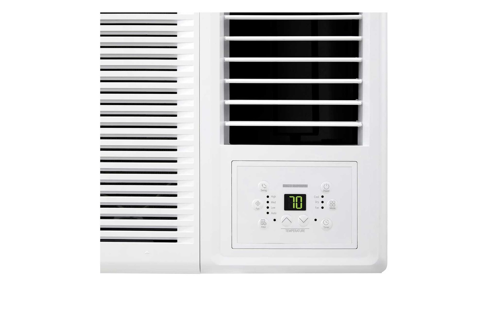 LG 窗口式冷氣機正面面板的特寫照片