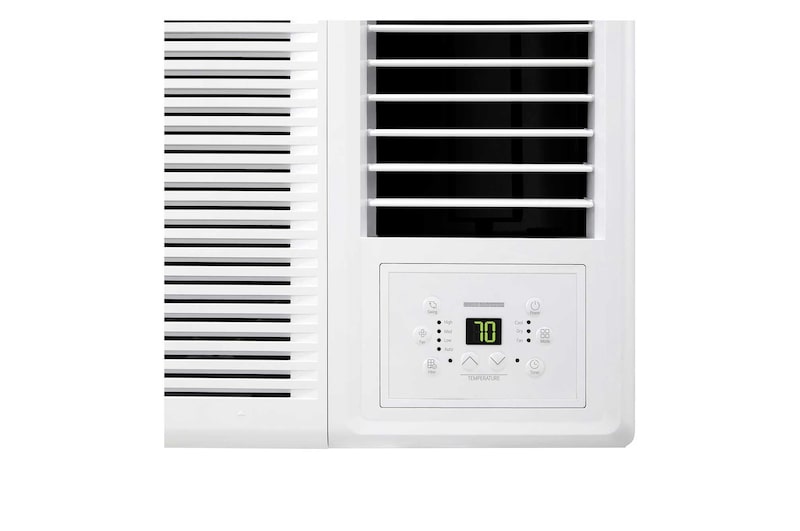 LG 窗口式冷氣機正面面板的特寫照片