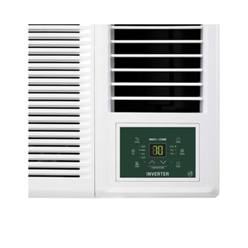 LG 窗口式冷氣機的左斜視圖。