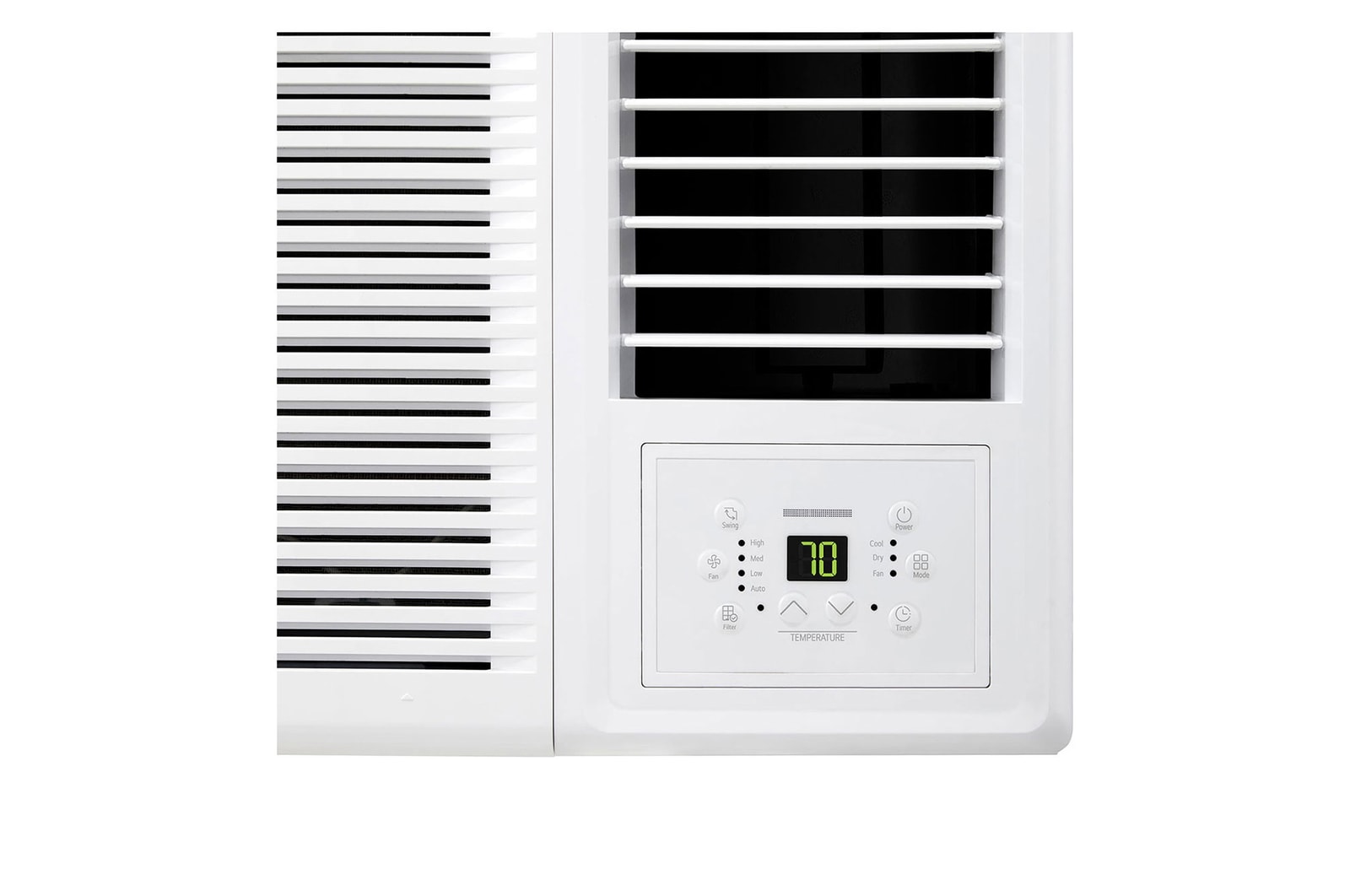 LG 窗口式冷氣機正面面板的特寫照片