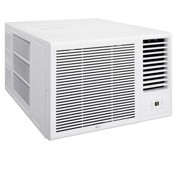 LG 窗口式冷氣機的左斜視圖。