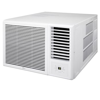 LG 窗口式冷氣機的右斜視圖。