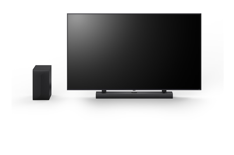 LG Soundbar S70TY 和重低音喇叭的正面視圖