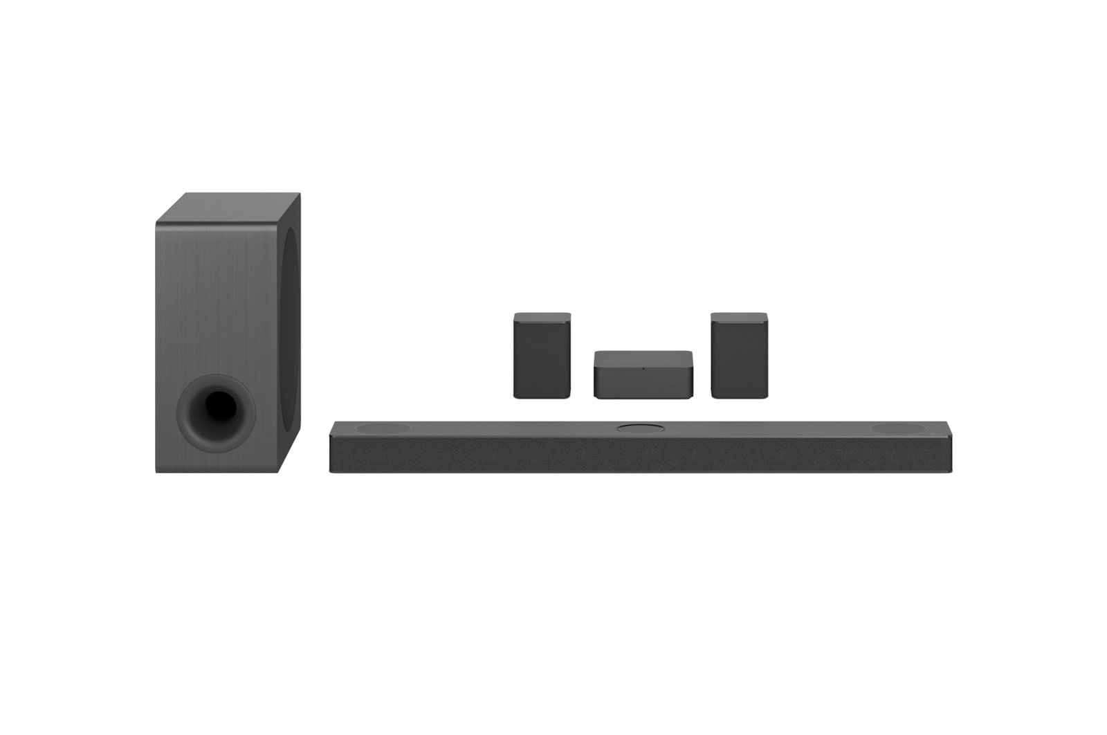 Front view with sub woofer and rear speakers