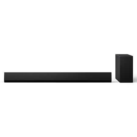 LG Soundbar SG10TY 和重低音喇叭的正面視圖