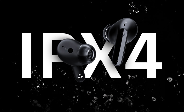 帶有水滴的耳機圖像位於「IPX4」字樣上方。