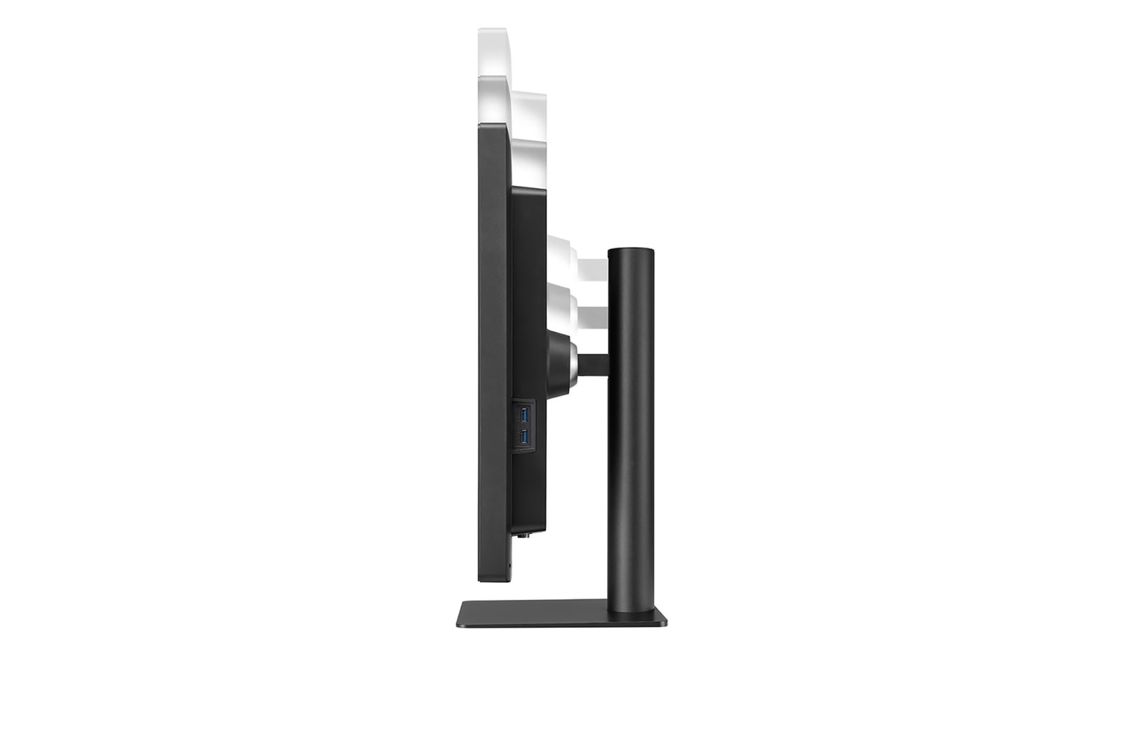 21HQ513D 螢幕向下移動以調校高度的側視圖