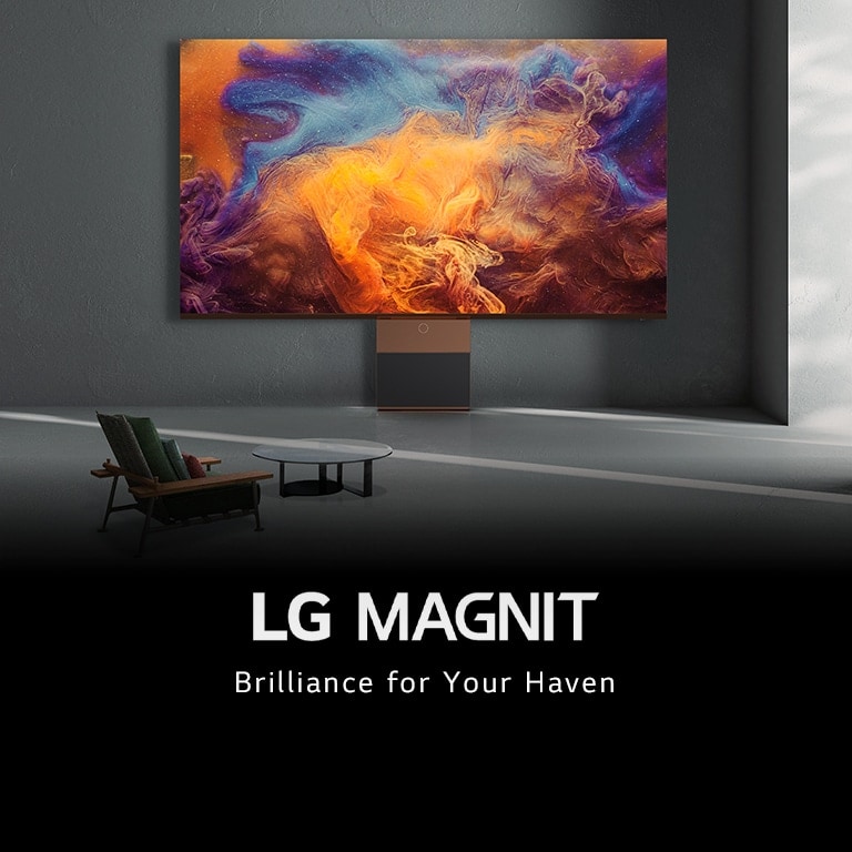 這是一部 LG MAGNIT，以豐富細節表現絢麗色彩。LG MAGNIT 的時尚設計與室內空間相得益彰。
