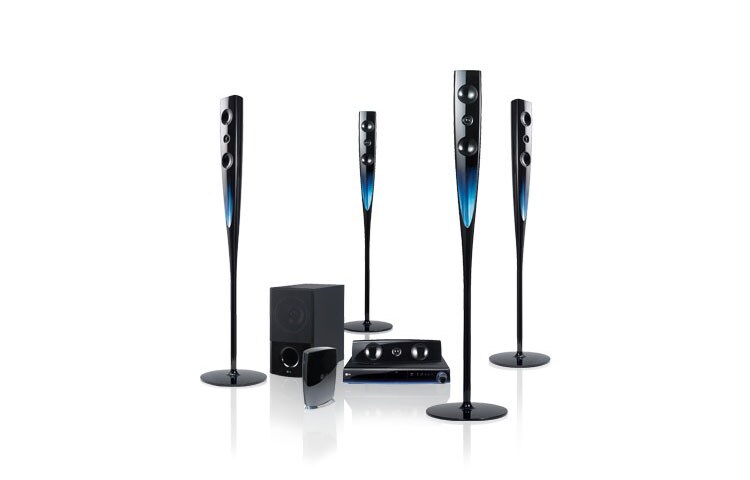 1000W 音響輸出、4 香檳揚聲器、無線後置揚聲器、iPod 機座、2 HDMI 輸入 HB954TBW 的正視圖