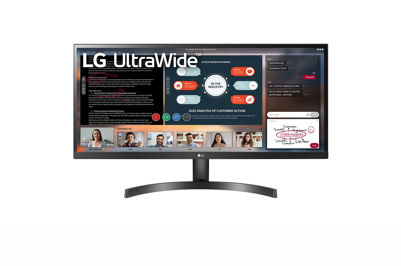29 吋 21:9 UltraWide™ 全高清顯示器 29WL500-B 的正視圖