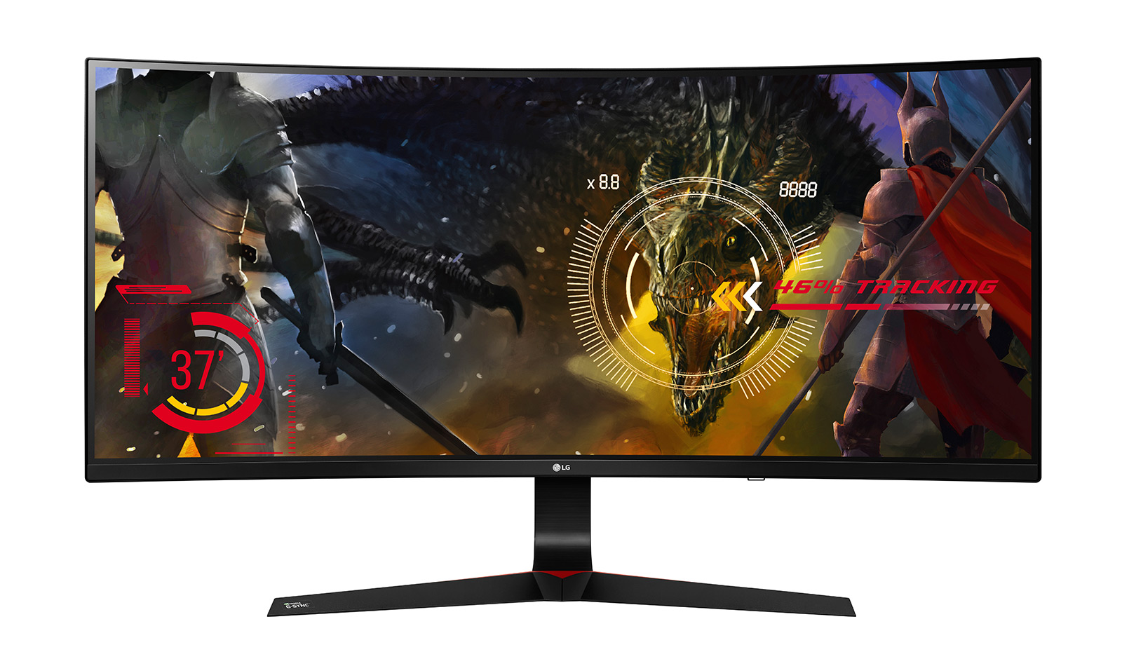 34 吋 21:9 UltraGear 弧形遊戲顯示器 34UC89G 的正視圖