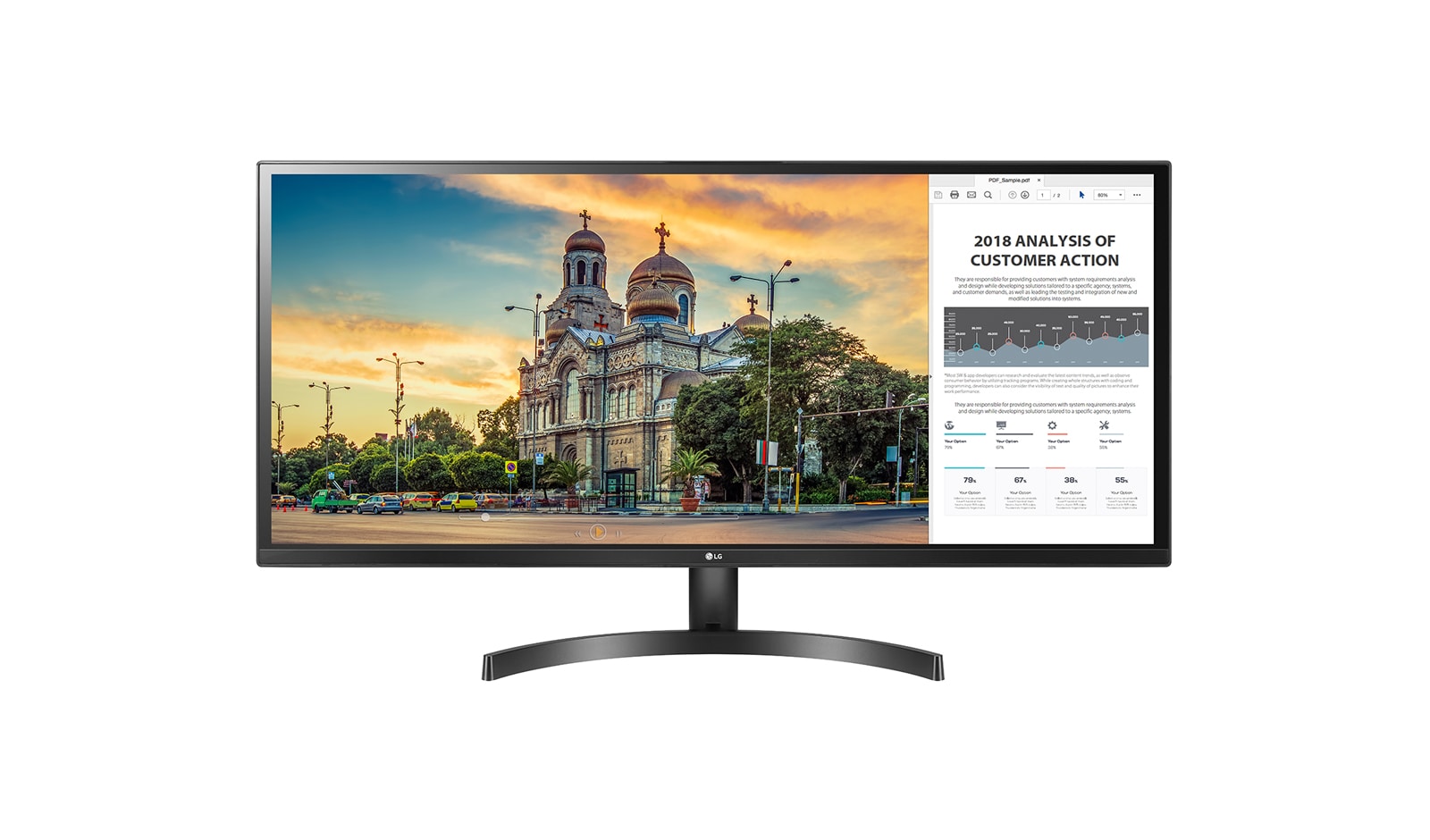 34 吋 21:9 UltraWide™ 顯示器 34WK500 的正視圖