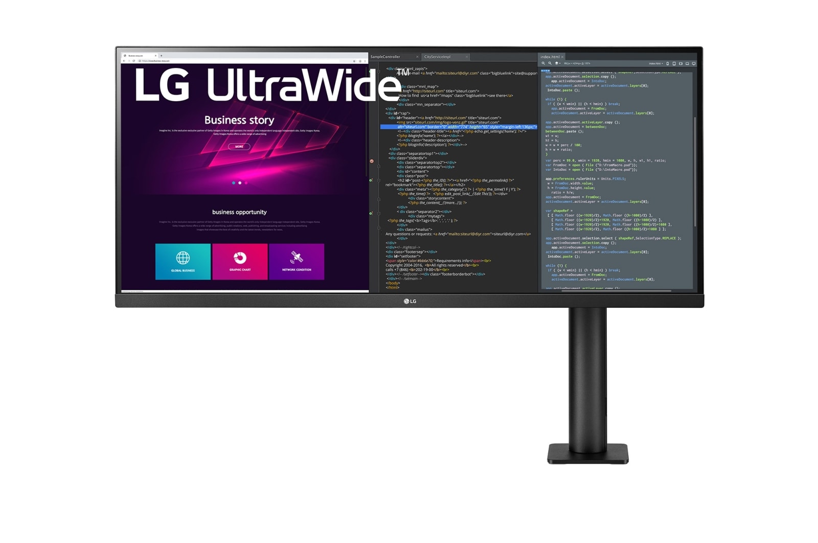 34 吋 21:9 UltraWide™ QHD Ergo IPS HDR 顯示器 34WN780-B 的正視圖