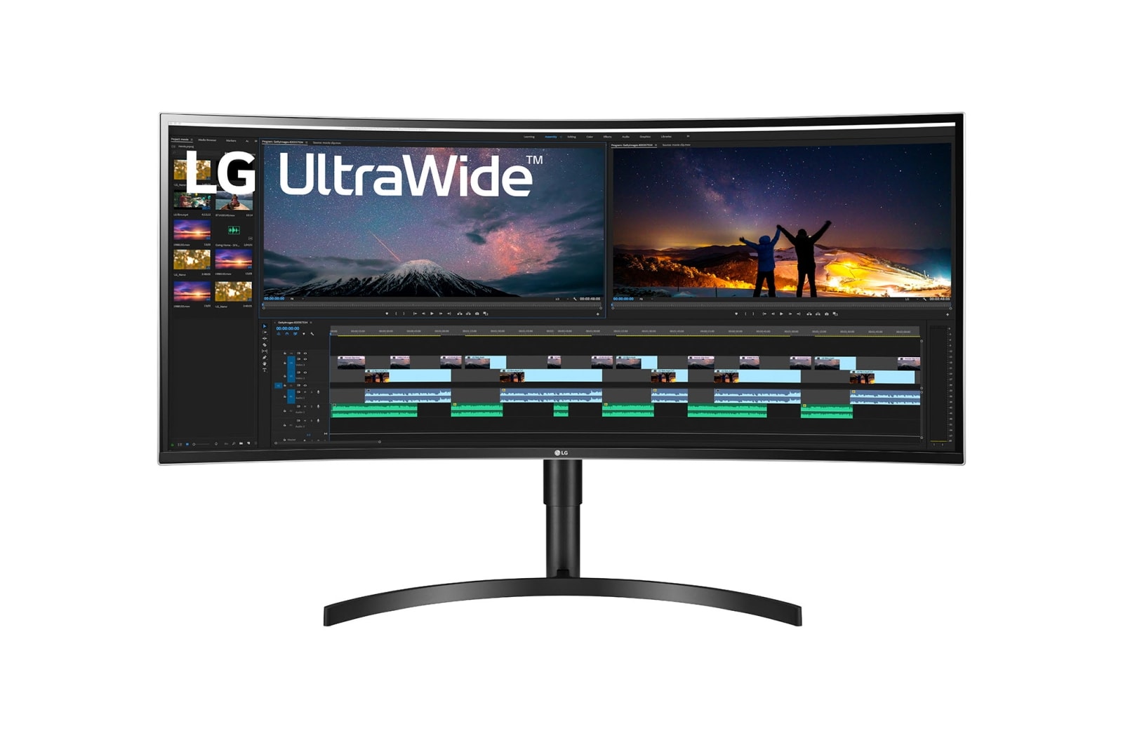 38 吋 21:9 UltraWide™ QHD&#43; HDR IPS 弧形顯示器 38WN75C-B 的正視圖