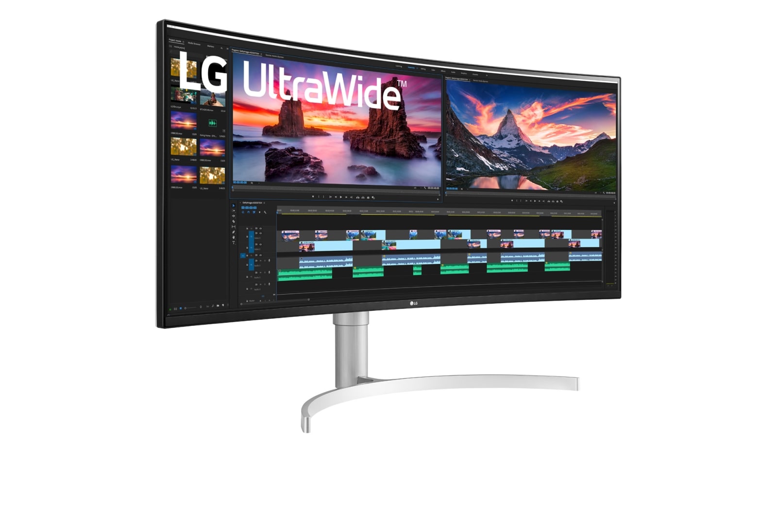 LG 38 吋 21:9 UltraWide™ QHD+ Nano IPS 弧形顯示器, 38WN95C-W