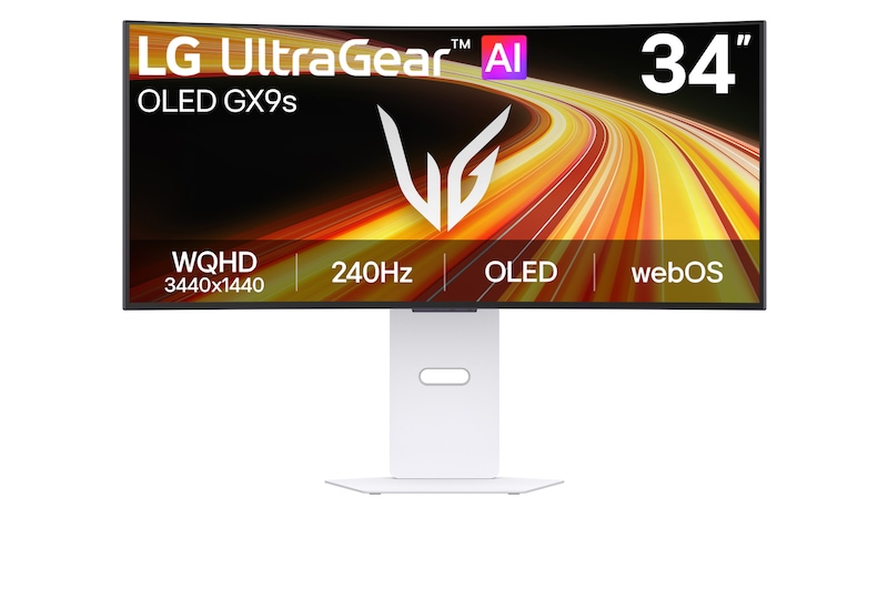 Front view of 34 吋 UltraGear™ WQHD OLED 弧形智能遊戲顯示器,配備 webOS 34GX90SB-W