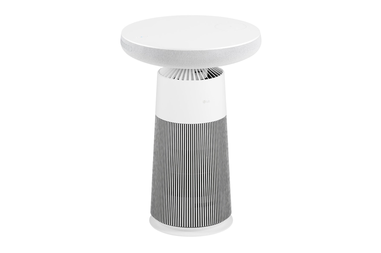AF20SOUND 白色背景上的 LG Puricare™ AeroSpeaker 四分之三斜角視圖