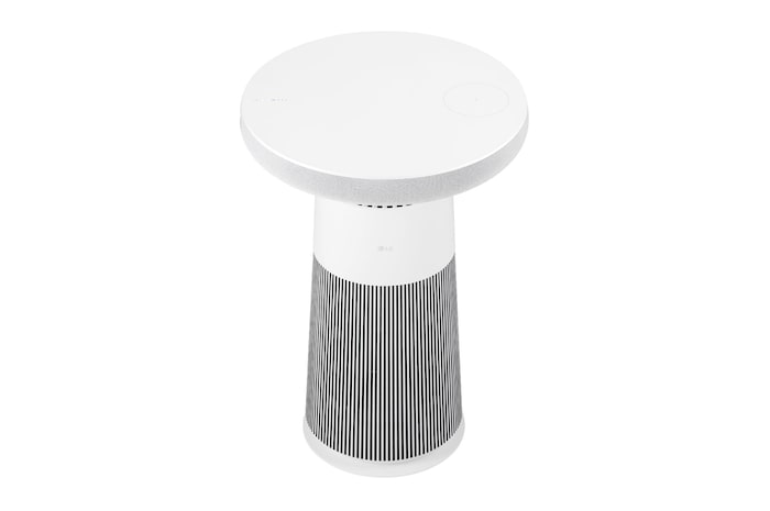 AF20SOUND LG Puricare™ AeroSpeaker 斜角頂視圖，可看見平坦圓面